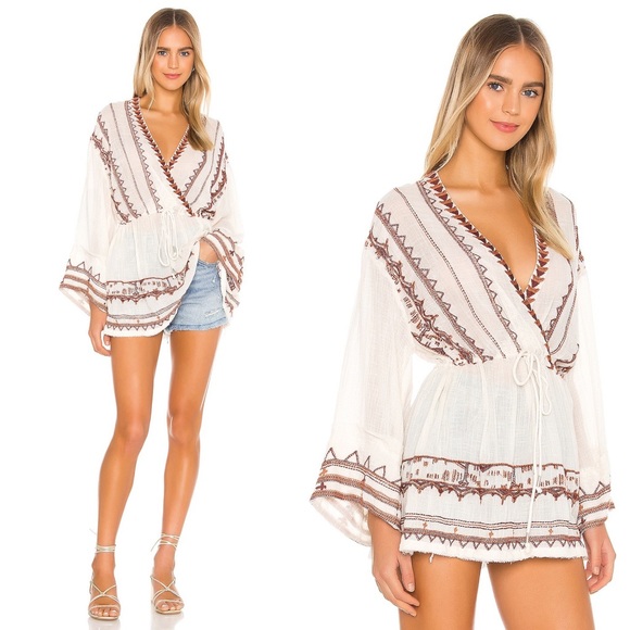 NWT Free People Saffron Embroidered Tunic in Ivory - Picture 1 of 14